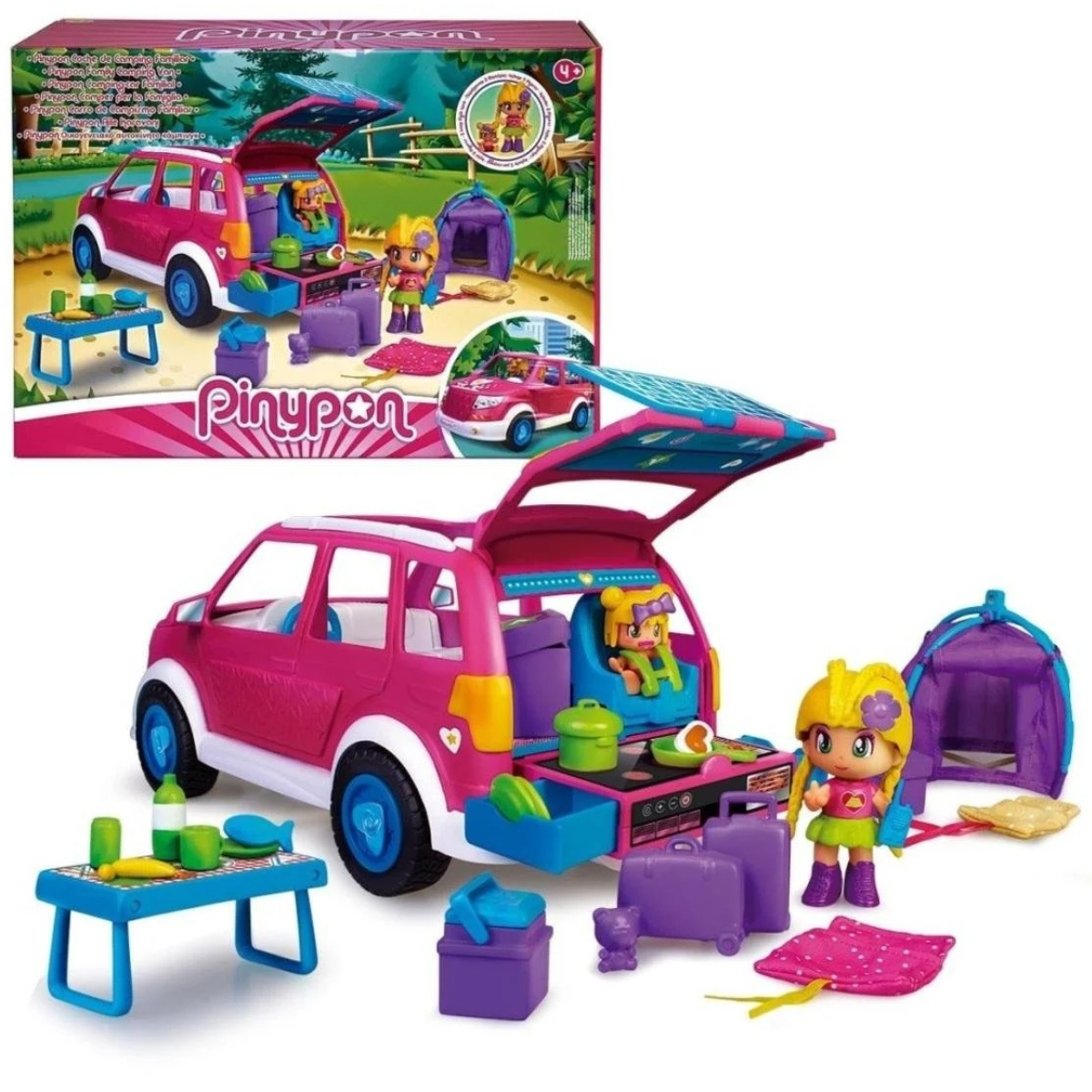 MUÑECA PINYPON COCHE DE CAMPING  AUTO CON FIGURAS Y ACCESORIOS - 1