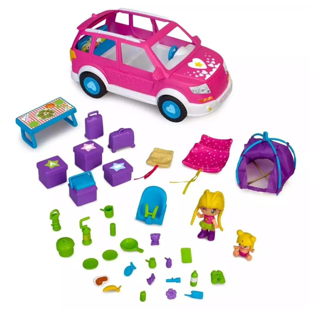 MUÑECA PINYPON COCHE DE CAMPING  AUTO CON FIGURAS Y ACCESORIOS - 2