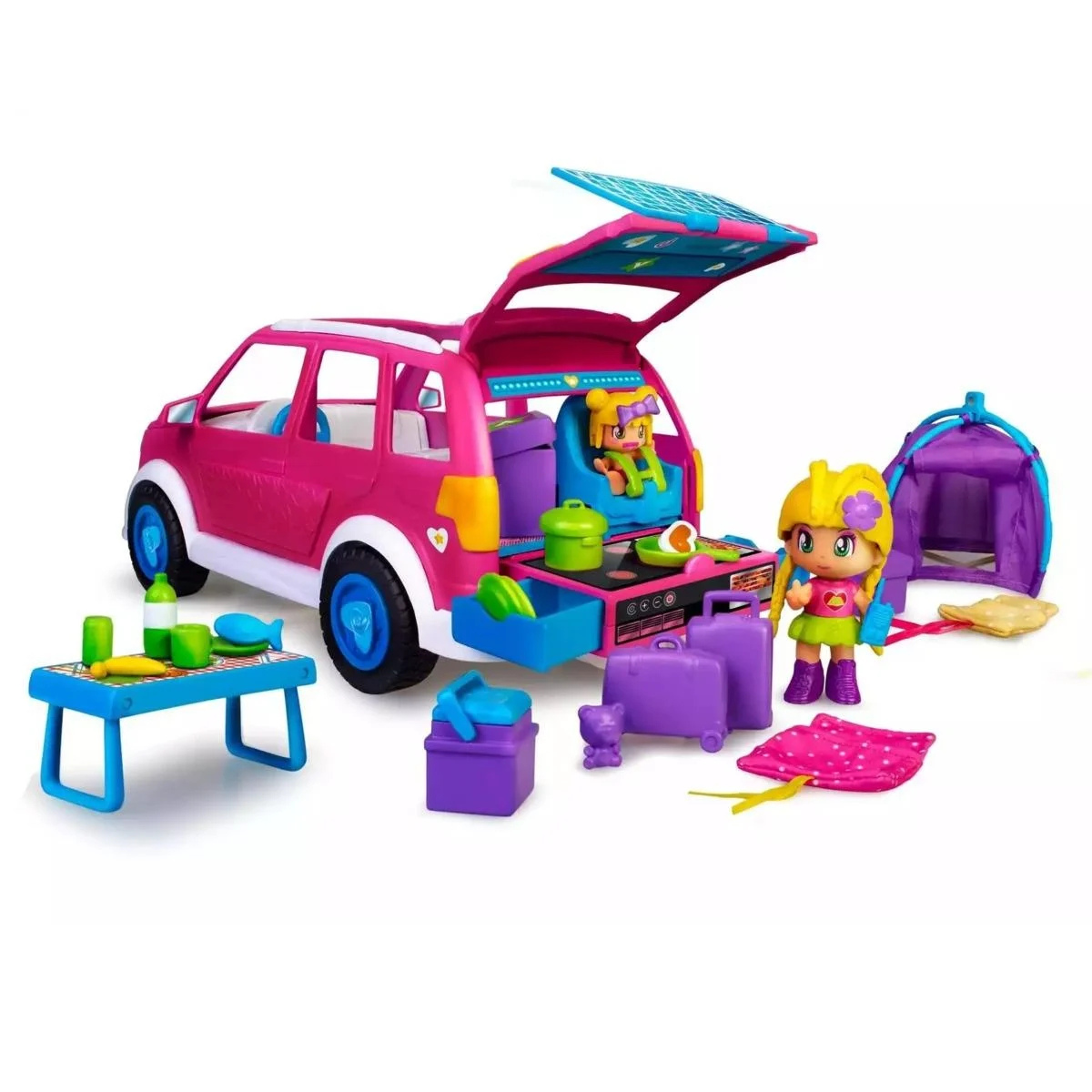 MUÑECA PINYPON COCHE DE CAMPING  AUTO CON FIGURAS Y ACCESORIOS - 3