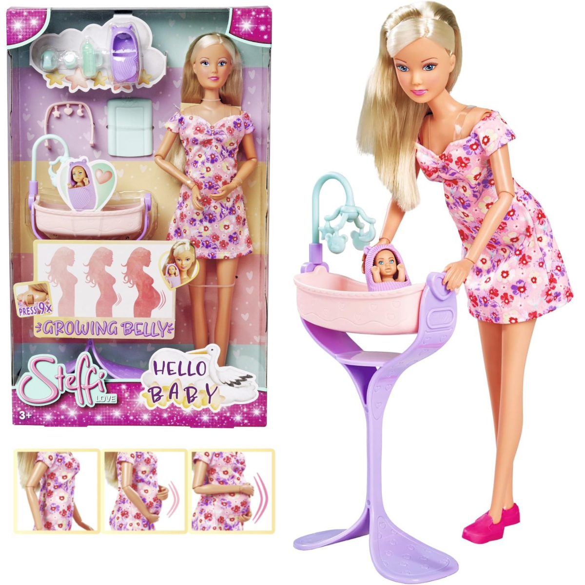 MUÑECA STEFFI LOVE BIENVENIDO BEBÉ SET MAMÁ CON BEBÉ Y ACCESORIOS - 1