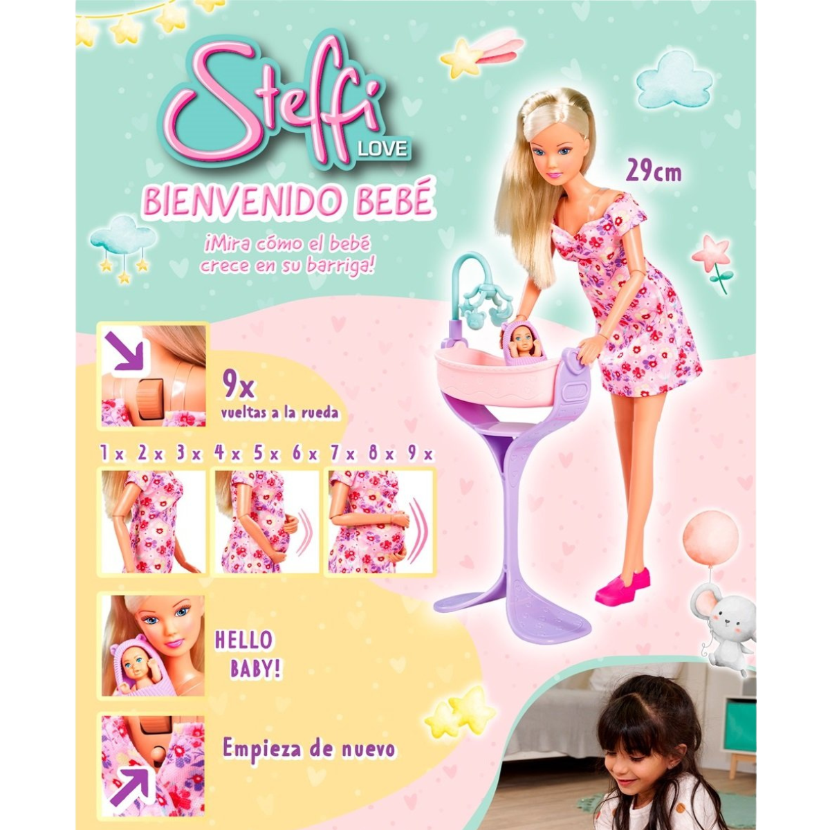 MUÑECA STEFFI LOVE BIENVENIDO BEBÉ SET MAMÁ CON BEBÉ Y ACCESORIOS - 8