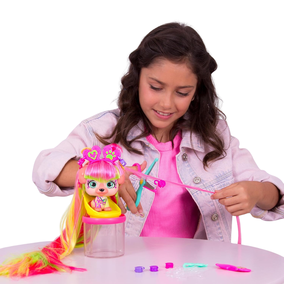 MUÑECA VIP PETS COLECCIONABLE ESCUELA DE PEINADOS CON CABELLO LARGO + SALÓN DE PEINADOS - 5