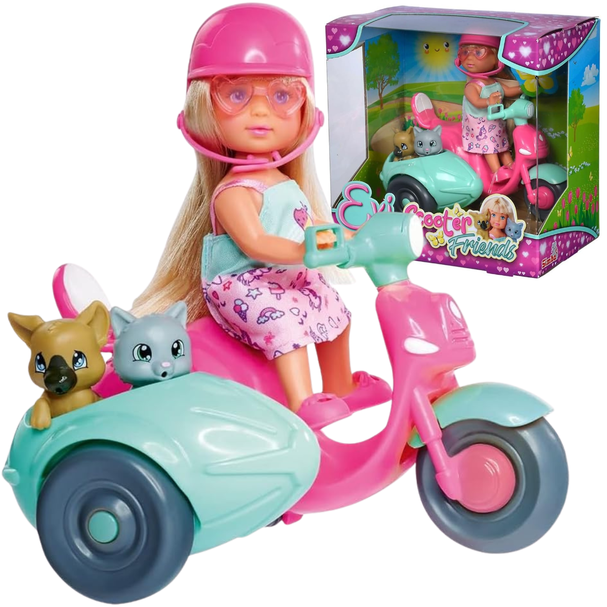 MUÑECA EVI LOVE CON MOTO Y MASCOTA + ACCESORIOS - 1
