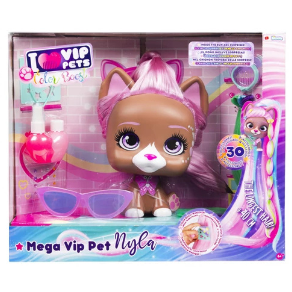 MUÑECA VIP PETS COLECCIONABLE MEGA NYLA COLOR BOOST CON CABELLO LARGO +30 ACCESORIOS - 2