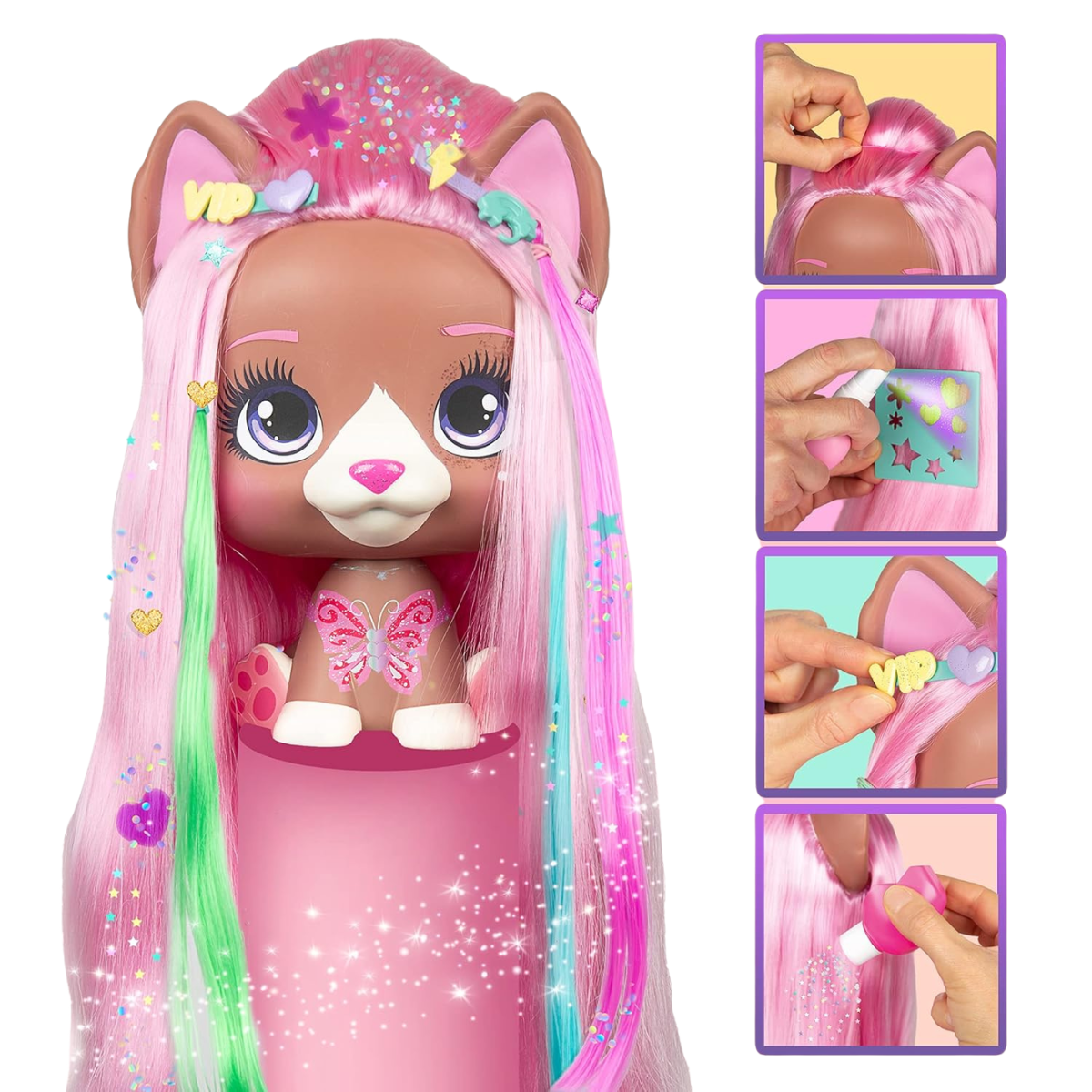 MUÑECA VIP PETS COLECCIONABLE MEGA NYLA COLOR BOOST CON CABELLO LARGO +30 ACCESORIOS - 6
