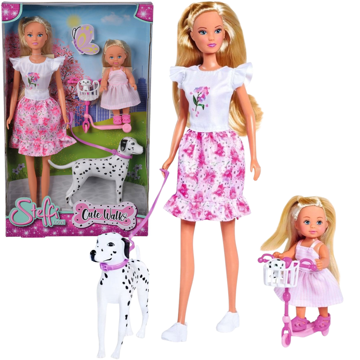 MUÑECA STEFFI LOVE + EVI PASEO DÁLMATA SET DE MUÑECAS CON SCOOTER Y MASCOTAS - 1