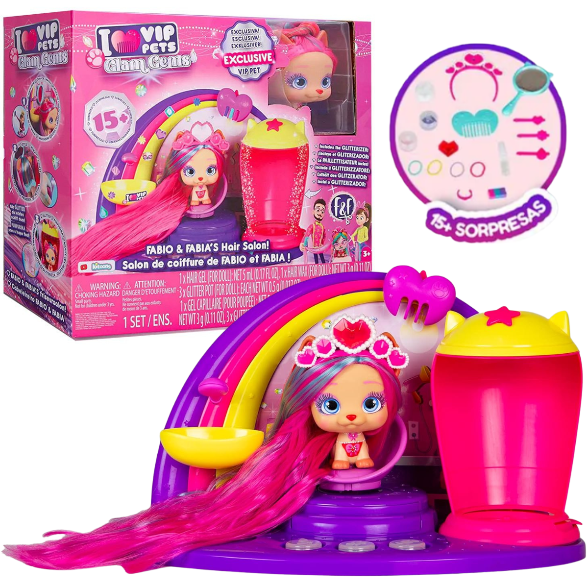 MUÑECA VIP PETS SALÓN DE BELLEZA GEMAS DE GLAMOUR PLAYSET + ACCESORIOS - 1