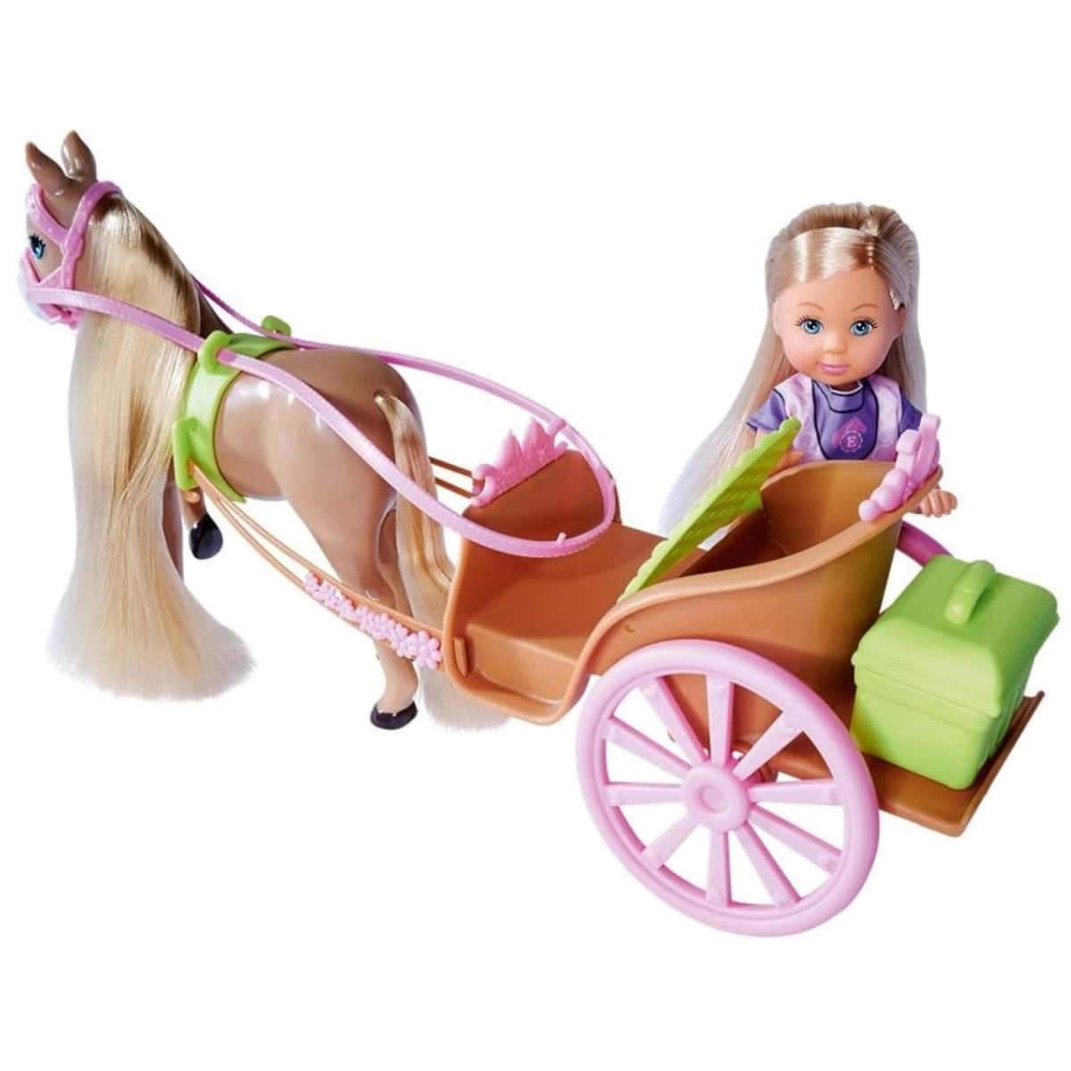 MUÑECA EVI LOVE CARRUAJE CON CABALLO SET PASEO + ACCESORIOS - 3