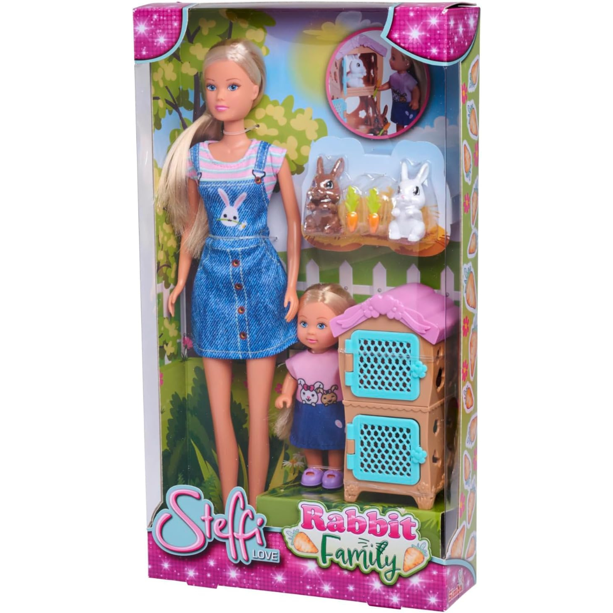 MUÑECA STEFFI LOVE + EVI FAMILIA DE CONEJOS – SET PASEO DE MASCOTAS CON ACCESORIOS - 2