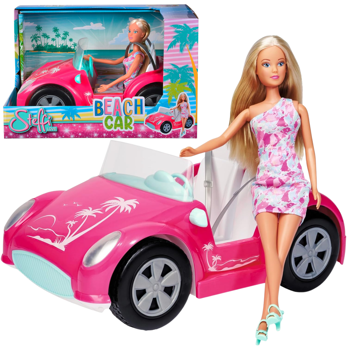 MUÑECA STEFFI LOVE AUTO DE PLAYA SET CON VEHÍCULO + ACCESORIOS ESTILO VERANIEGO - 1