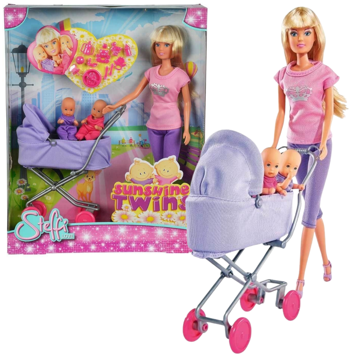 MUÑECA STEFFI LOVE PASEO GEMELOS SET DE MUÑECA CON COCHECITO Y GEMELOS - 1