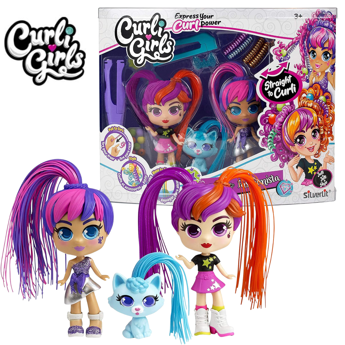 MUÑECA CURLI GIRLS CON CABELLO MÁGICO + ACCESORIOS DE PEINADO INCLUIDOS - 1
