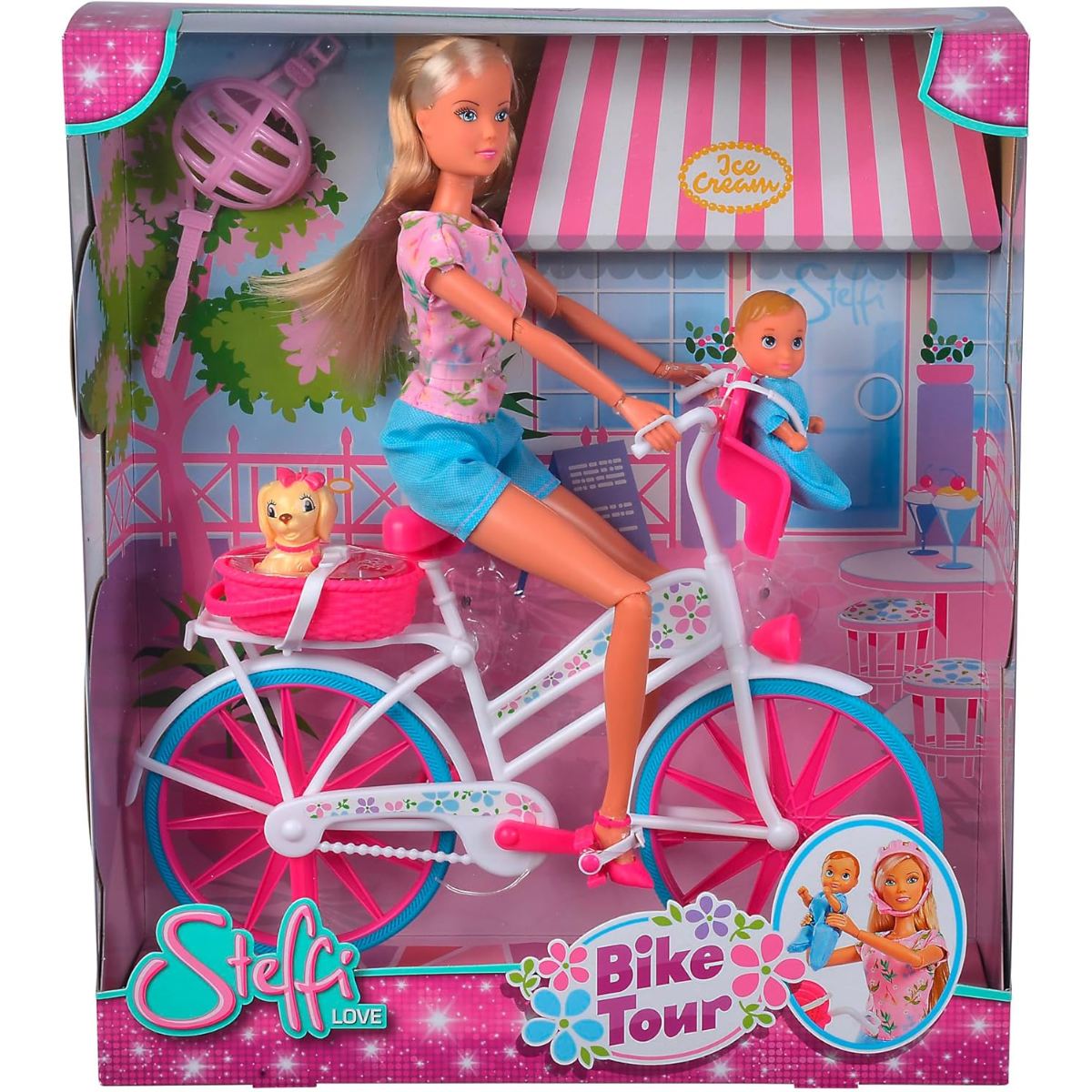 MUÑECA STEFFI LOVE BIKE TOUR SET PASEO CON BICICLETA, BEBÉ Y PERRO - 2