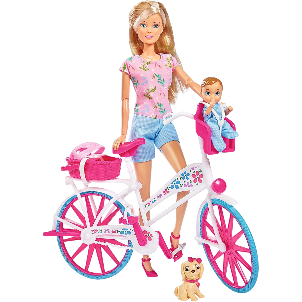 MUÑECA STEFFI LOVE BIKE TOUR SET PASEO CON BICICLETA, BEBÉ Y PERRO - 3