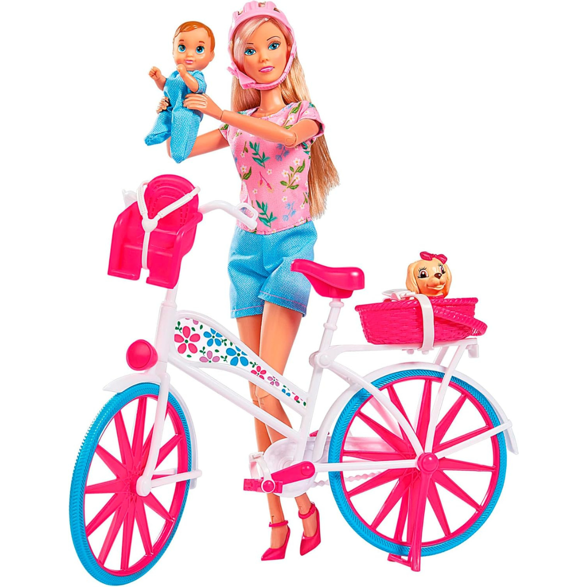MUÑECA STEFFI LOVE BIKE TOUR SET PASEO CON BICICLETA, BEBÉ Y PERRO - 4