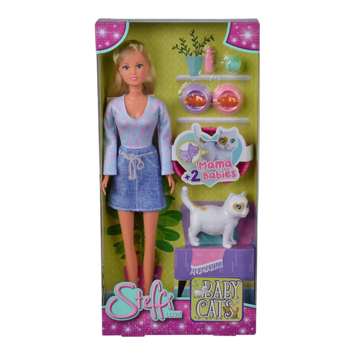 MUÑECA STEFFI LOVE CUIDADO DE GATOS SET CON ACCESORIOS PARA MASCOTAS - 2