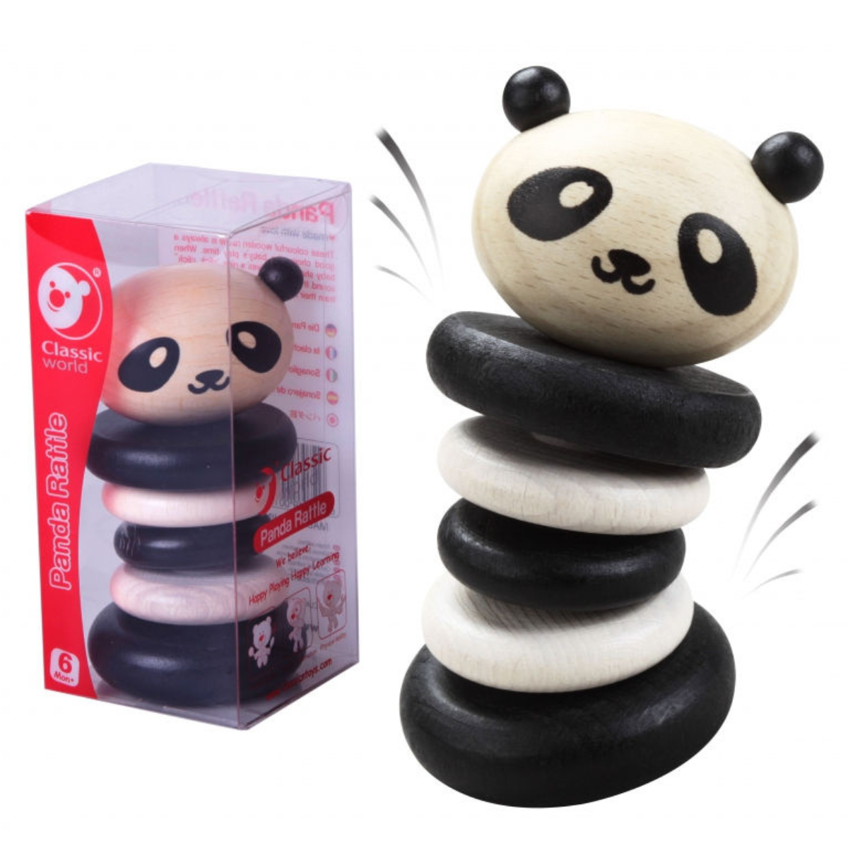 JUGUETE DE BEBÉ CLASSIC WORDL MI PRIMERA SONAJITA DE PANDA SENSORIAL DE MADERA - 2