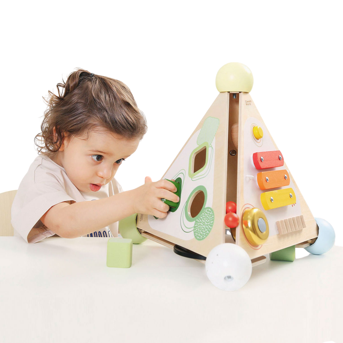 JUGUETE DE BEBÉ CLASSIC WORDL CAJA PIRAMIDE DIDÁCTICO DE MADERA - 7