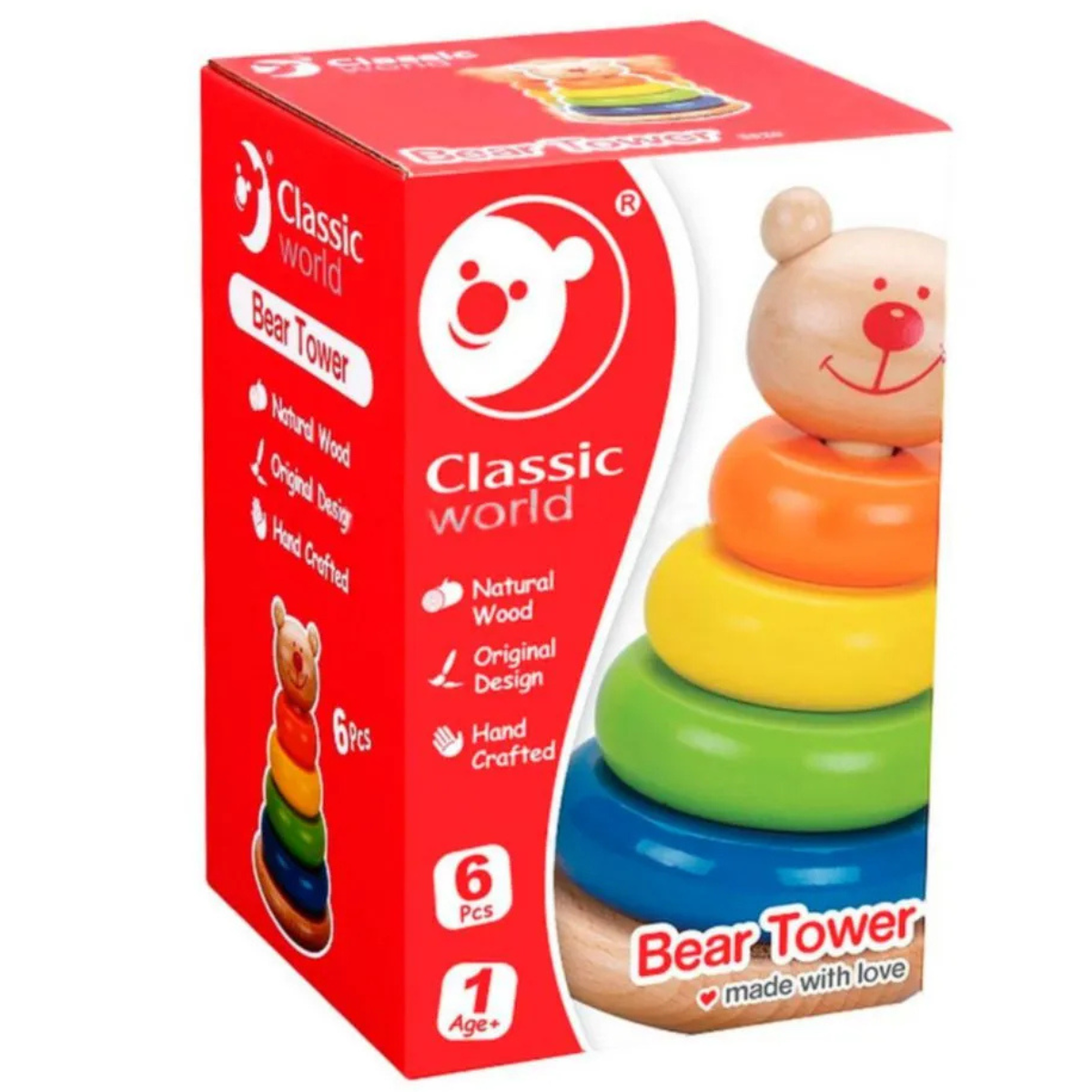JUGUETE DE BEBÉ CLASSIC WORDL APILABLE ARITOS OSITO DE MADERA - 2