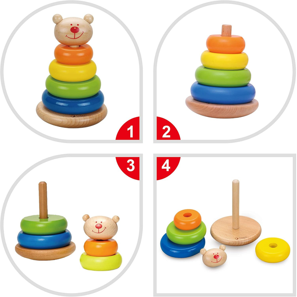 JUGUETE DE BEBÉ CLASSIC WORDL APILABLE ARITOS OSITO DE MADERA - 6