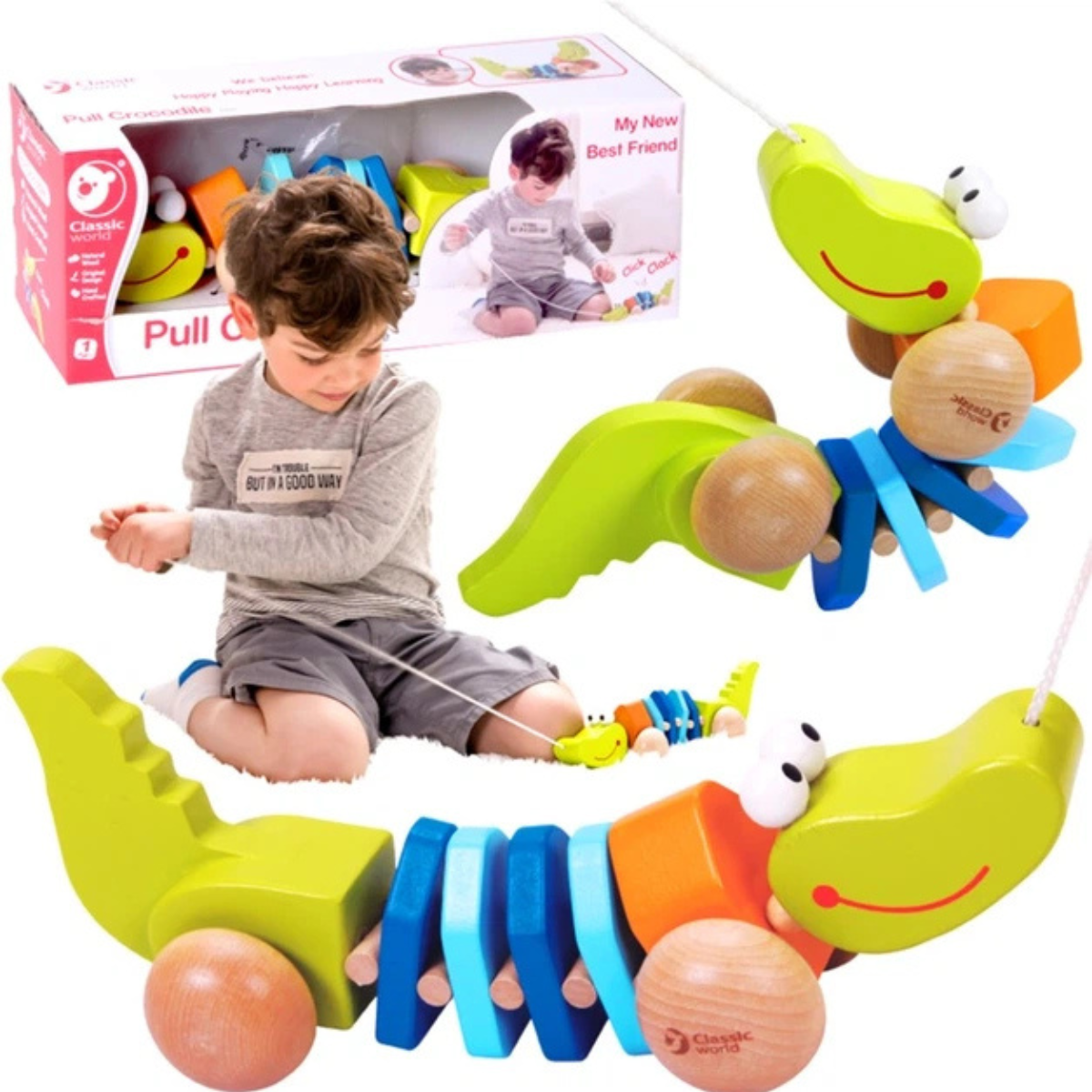 JUGUETE DE BEBÉ CLASSIC WORDL COCODRILO CON RUEDAS PARA PASEO - 1