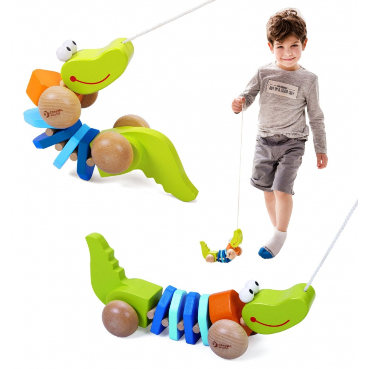 JUGUETE DE BEBÉ CLASSIC WORDL COCODRILO CON RUEDAS PARA PASEO - 3