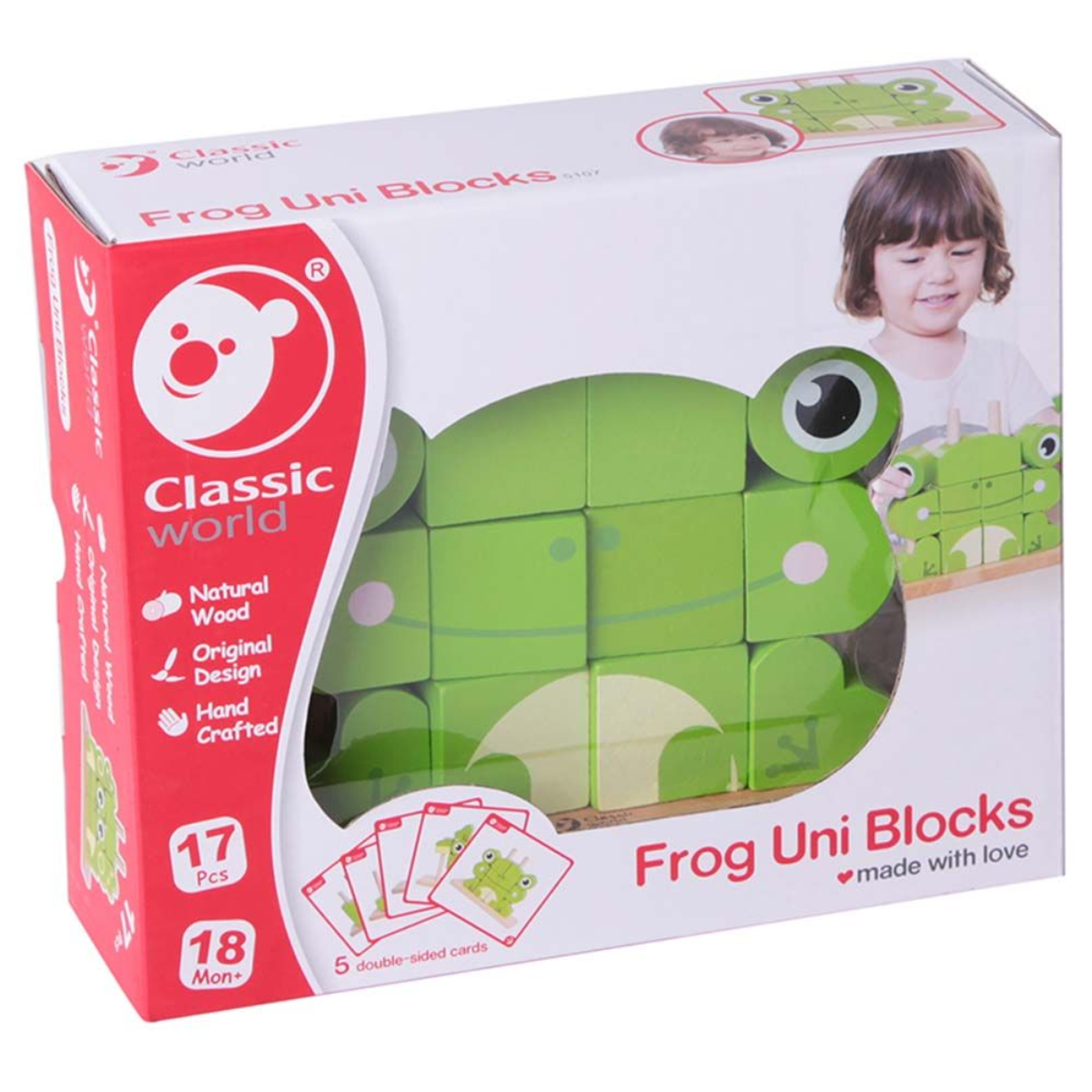JUGUETE DE BEBÉ CLASSIC WORDL ROMPECABEZA APILABLE RANITA FIGURA 3 EN 1 CON PIEZAS DE MADERA - 2