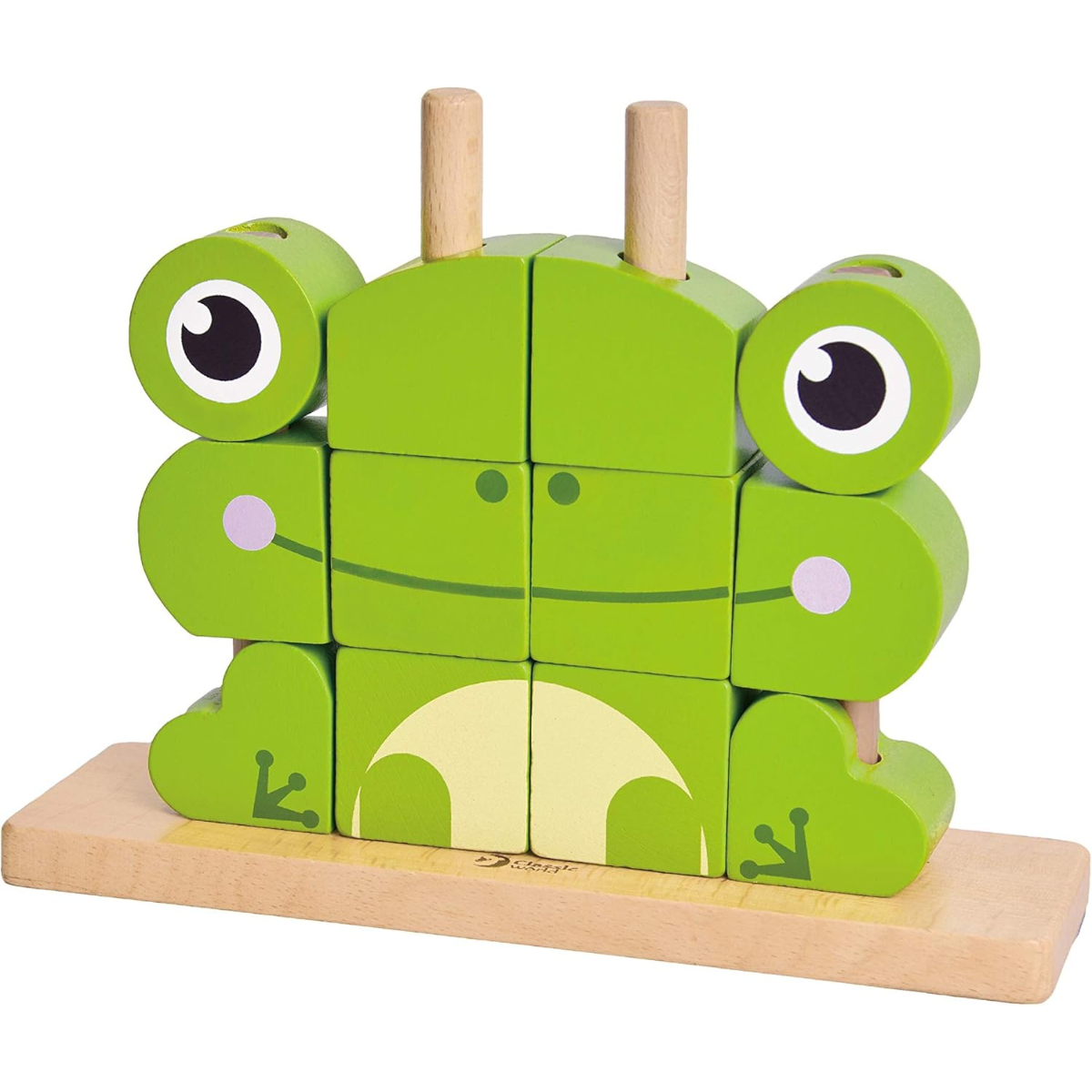 JUGUETE DE BEBÉ CLASSIC WORDL ROMPECABEZA APILABLE RANITA FIGURA 3 EN 1 CON PIEZAS DE MADERA - 3