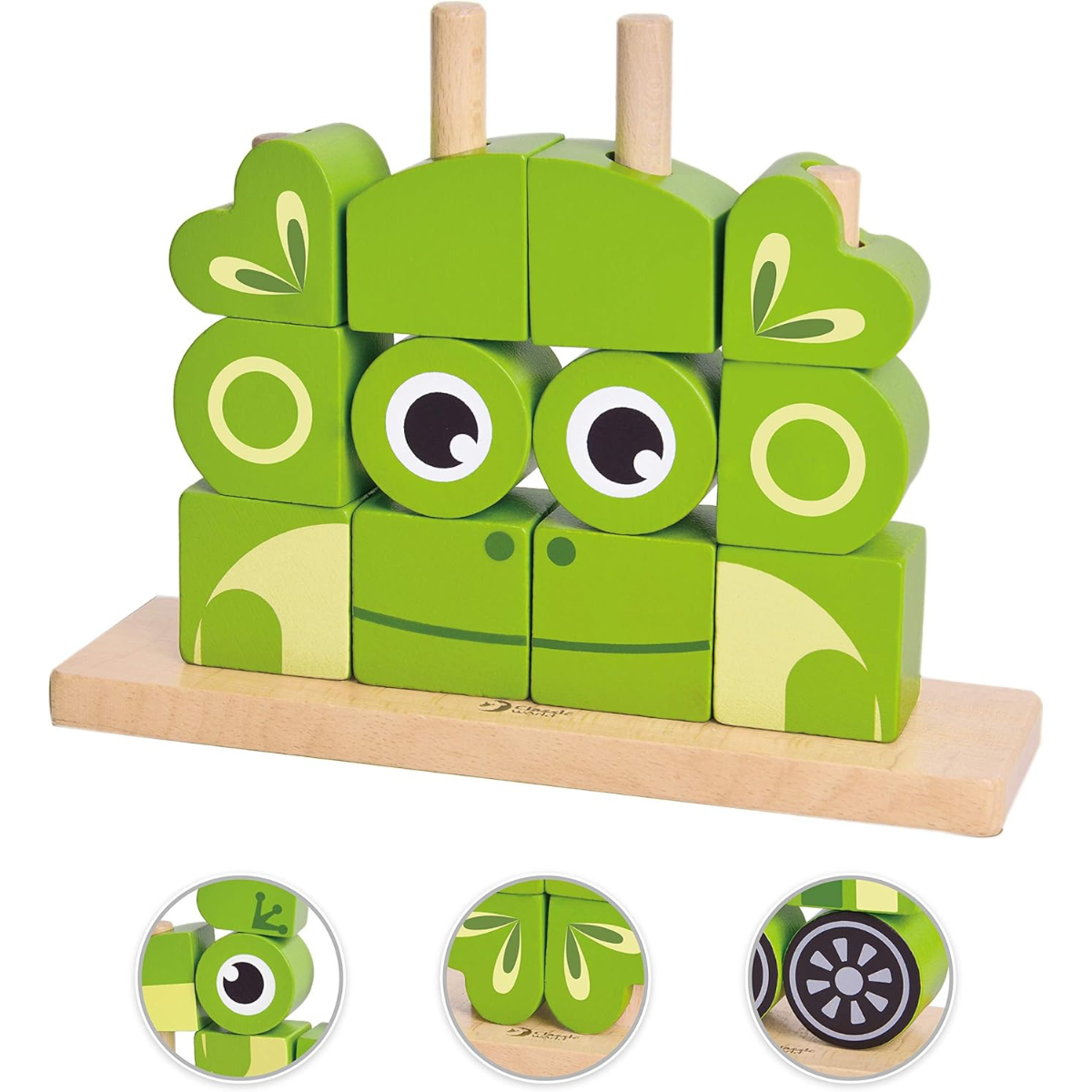 JUGUETE DE BEBÉ CLASSIC WORDL ROMPECABEZA APILABLE RANITA FIGURA 3 EN 1 CON PIEZAS DE MADERA - 5