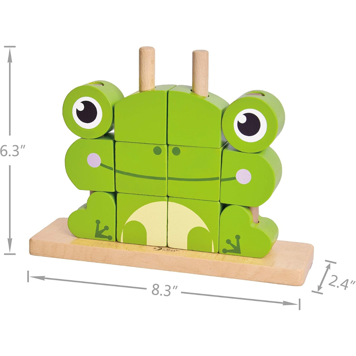 JUGUETE DE BEBÉ CLASSIC WORDL ROMPECABEZA APILABLE RANITA FIGURA 3 EN 1 CON PIEZAS DE MADERA - 7