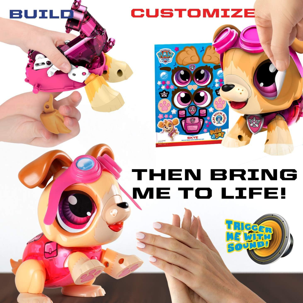 ARMAR TU ROBOT PAW PATROL SKYE ROBOT INTERACTIVO ARMABLE CON SONIDOS + MOVIMIENTO - 4