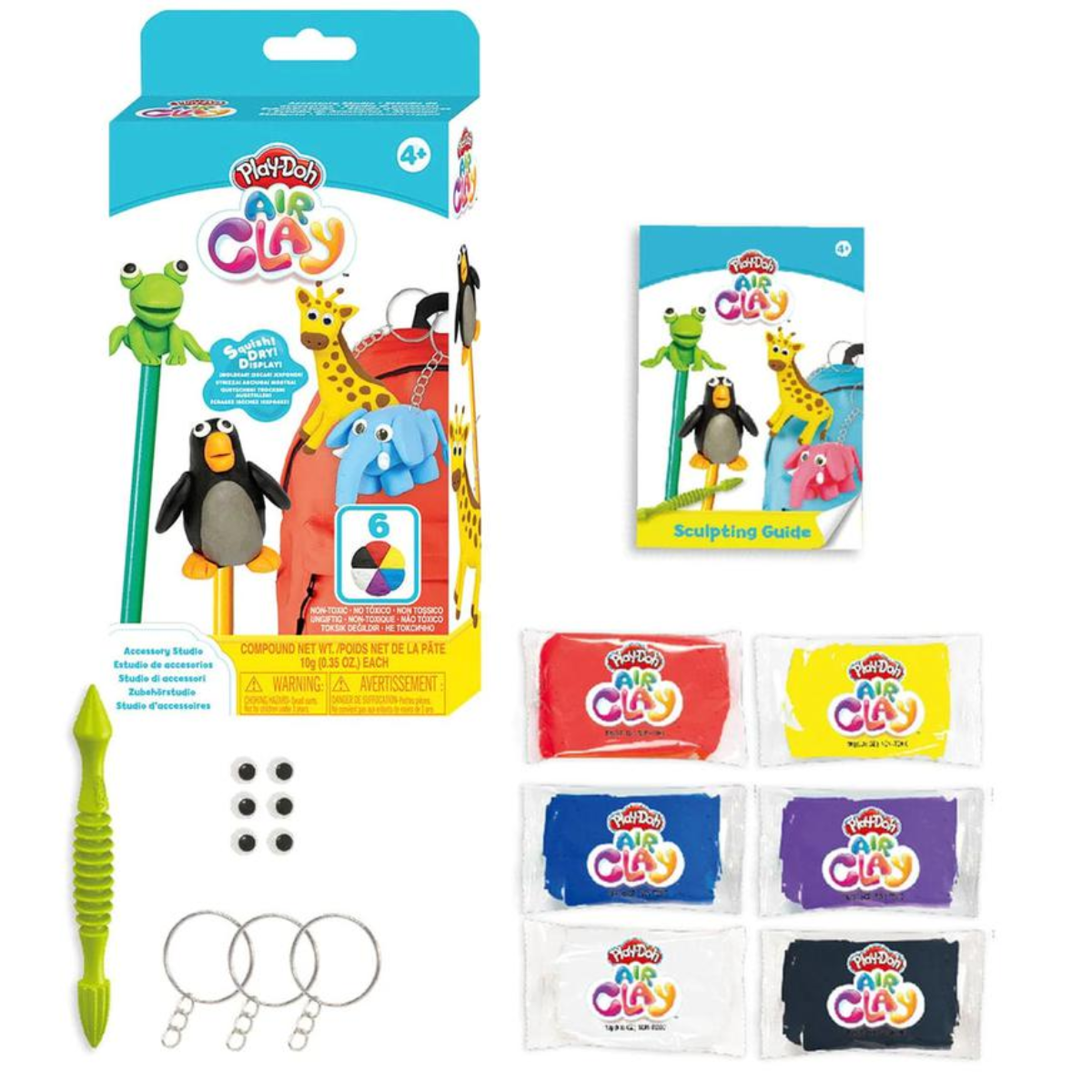 PLAY DOH PLASTILINA AIR CLAY SET LLAVEROS ANIMALES CON ACCESORIOS - 1
