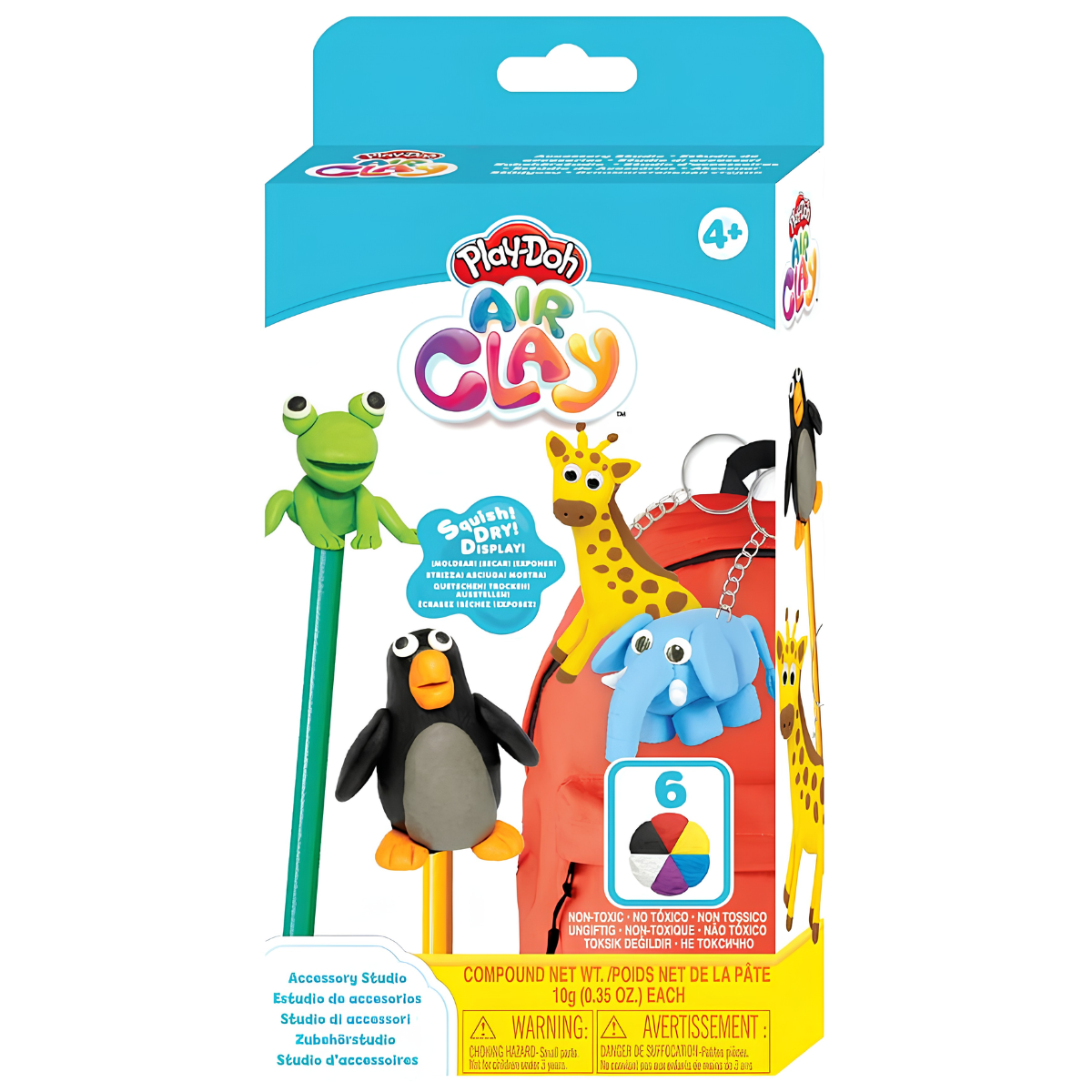 PLAY DOH PLASTILINA AIR CLAY SET LLAVEROS ANIMALES CON ACCESORIOS - 6