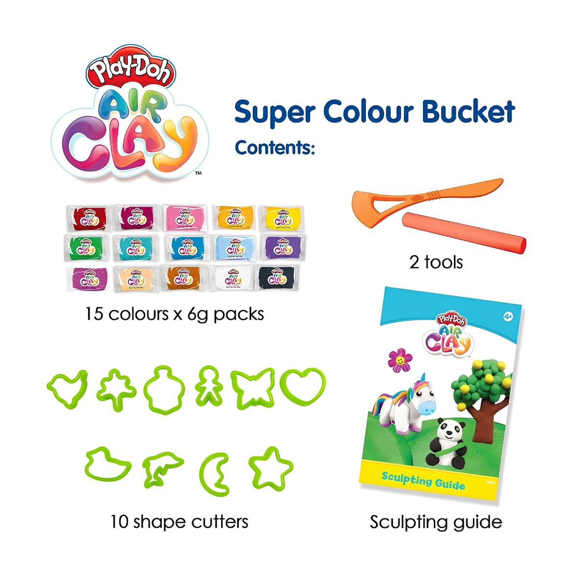 PLAY DOH PLASTILINA AIR CLAY BALDE CON ACCESORIOS - 3