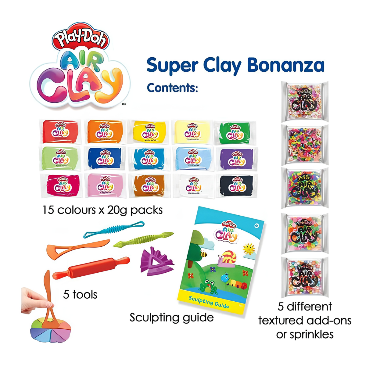 PLAY DOH PLASTILINA AIR CLAY SET DE CREATIVIDAD CON ACCESORIOS - 3