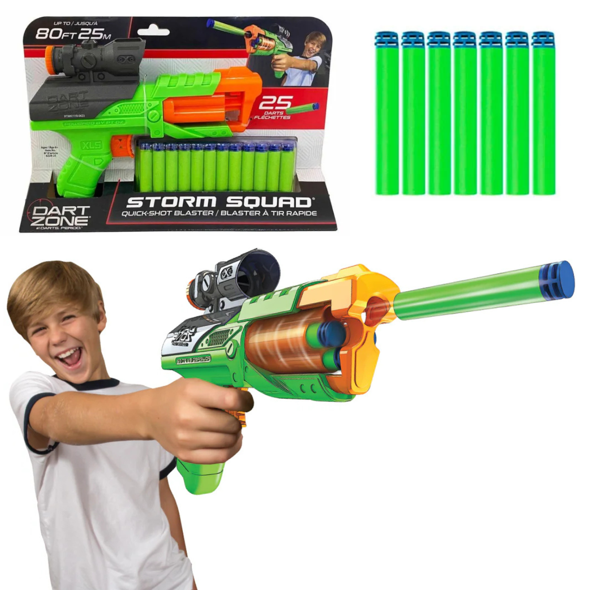 JUGUETE LANZADOR DE DARDOS DART ZONE TIRO RAPIDO + 25 DARDOS - 1