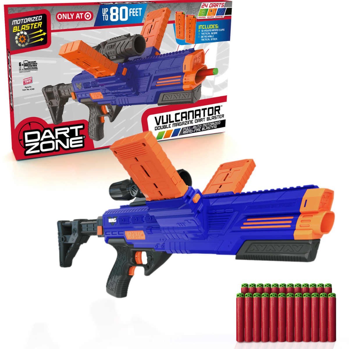 JUGUETE LANZADOR DE DARDOS DART ZONE VULCANATOR AUTOMÁTICO CON DOBLE CARGADOR - 1