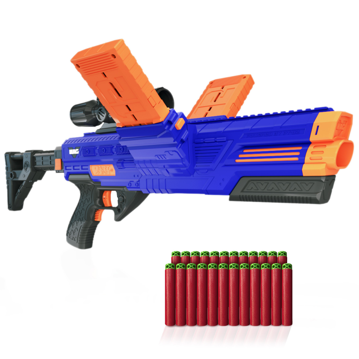 JUGUETE LANZADOR DE DARDOS DART ZONE VULCANATOR AUTOMÁTICO CON DOBLE CARGADOR - 2