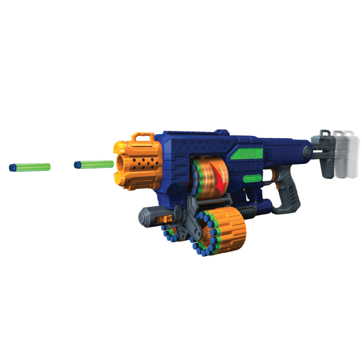 JUGUETE LANZADOR DE DARDOS  DART ZONE SPIN BLASTER CON TRIPLE TAMBOR GIRATORIO - 3