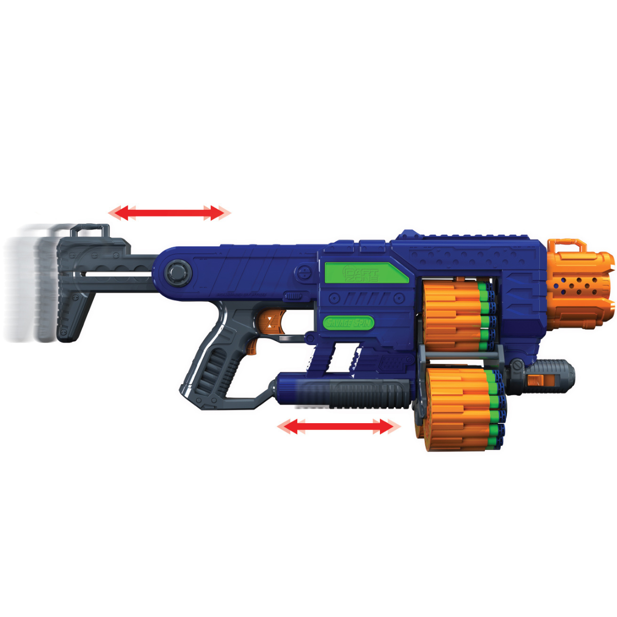 JUGUETE LANZADOR DE DARDOS  DART ZONE SPIN BLASTER CON TRIPLE TAMBOR GIRATORIO - 4