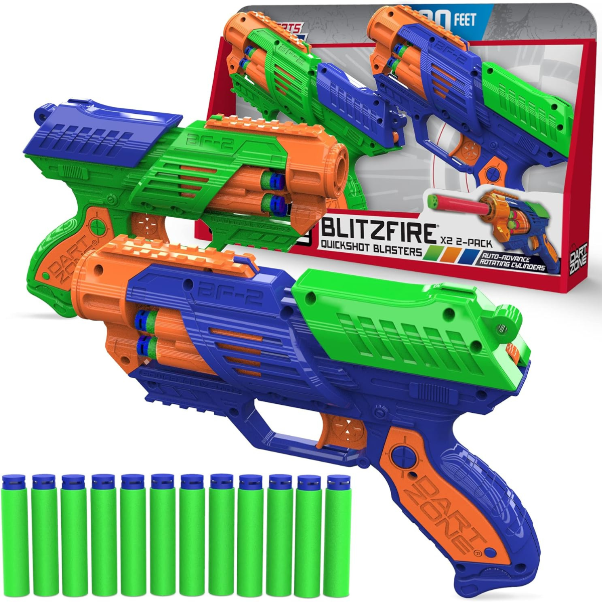 JUGUETE LANZADOR DE DARDOS  DART ZONE CILINDRO GIRATORIO PACK X2 - 1