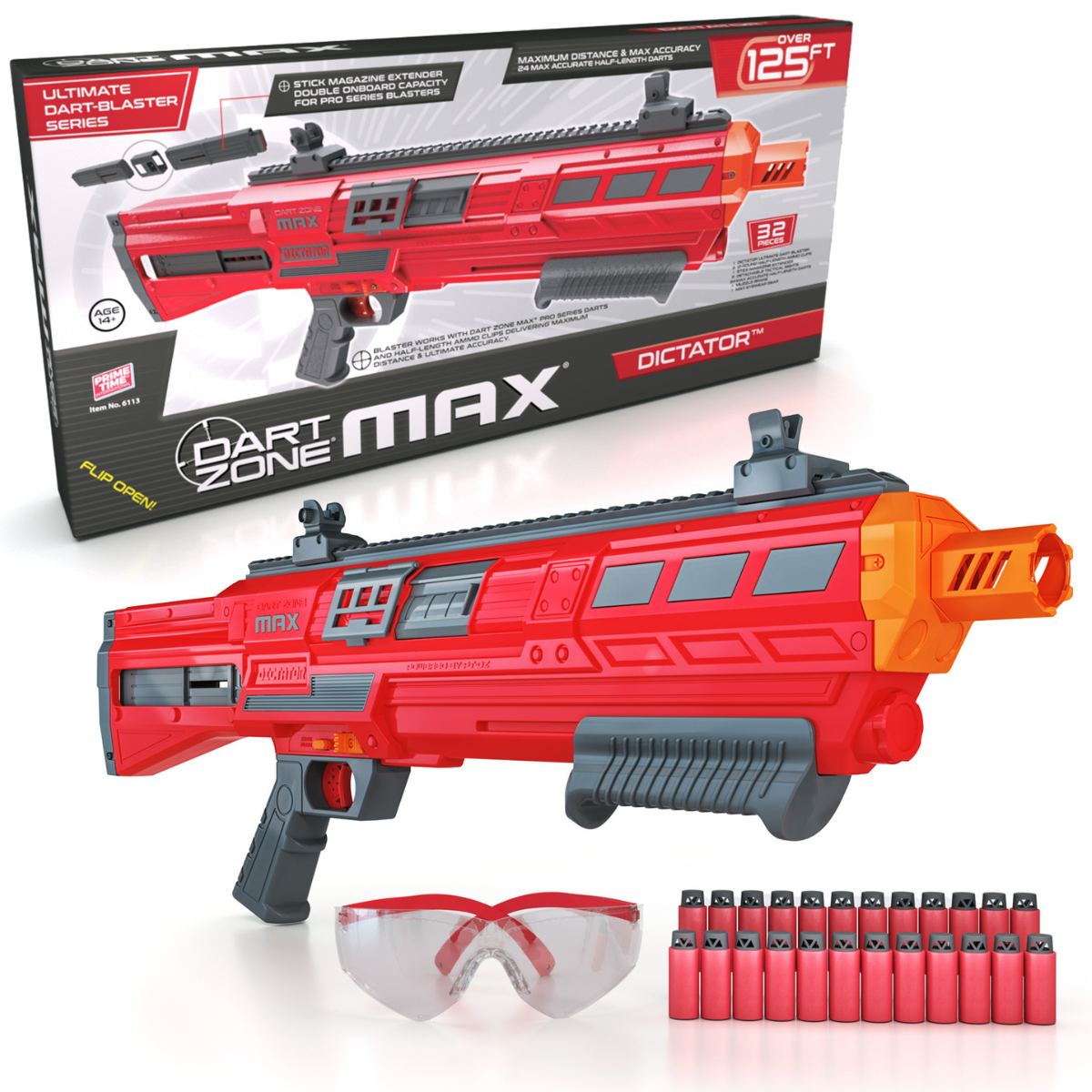 JUGUETE LANZADOR DE DARDOS  DART ZONE MAX DICTATOR CON CARGADORES Y ACCESORIOS - 1