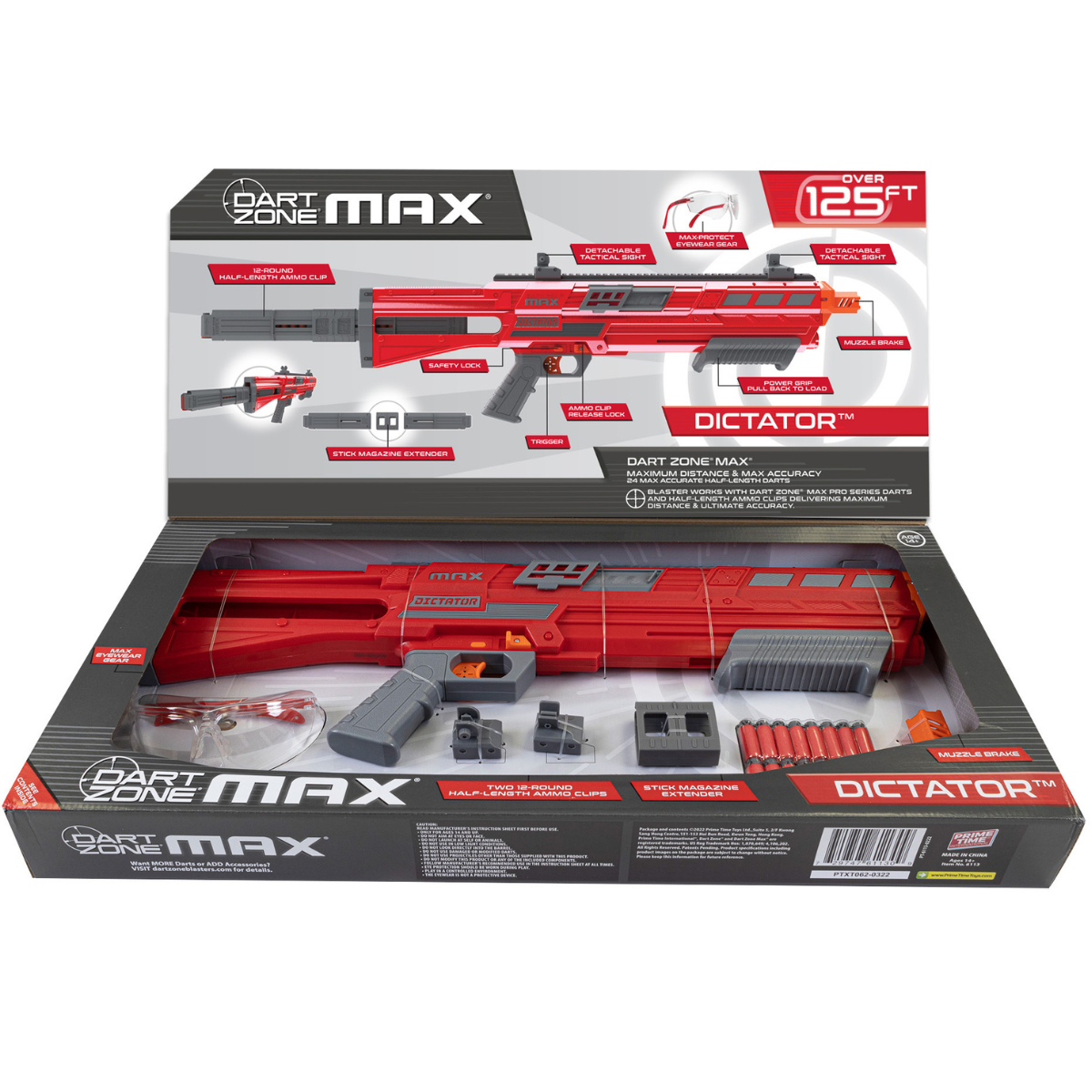 JUGUETE LANZADOR DE DARDOS  DART ZONE MAX DICTATOR CON CARGADORES Y ACCESORIOS - 2