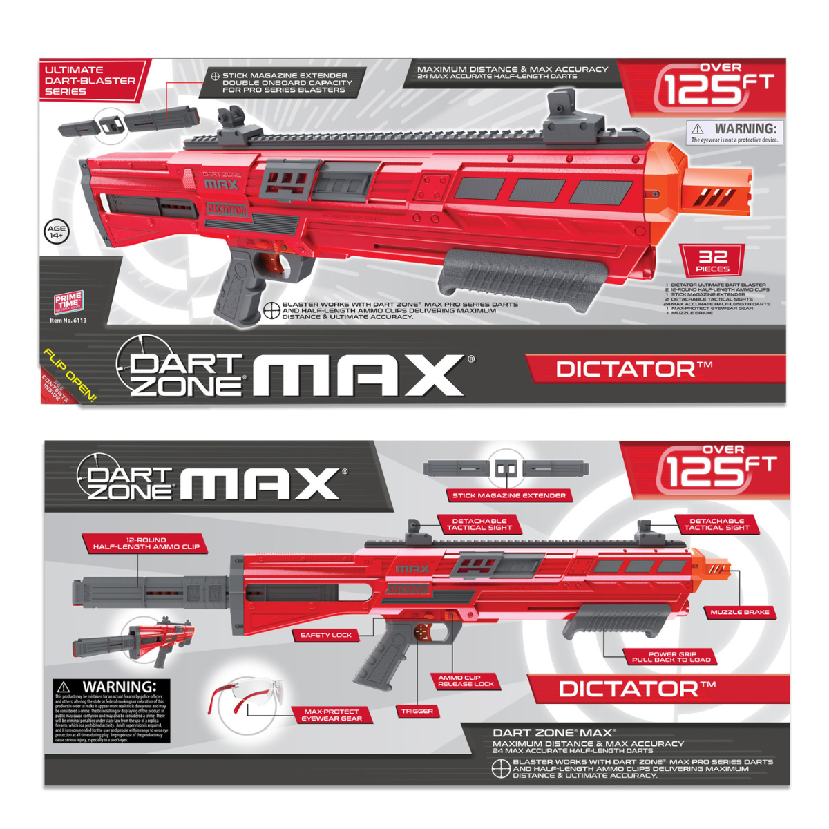 JUGUETE LANZADOR DE DARDOS  DART ZONE MAX DICTATOR CON CARGADORES Y ACCESORIOS - 7