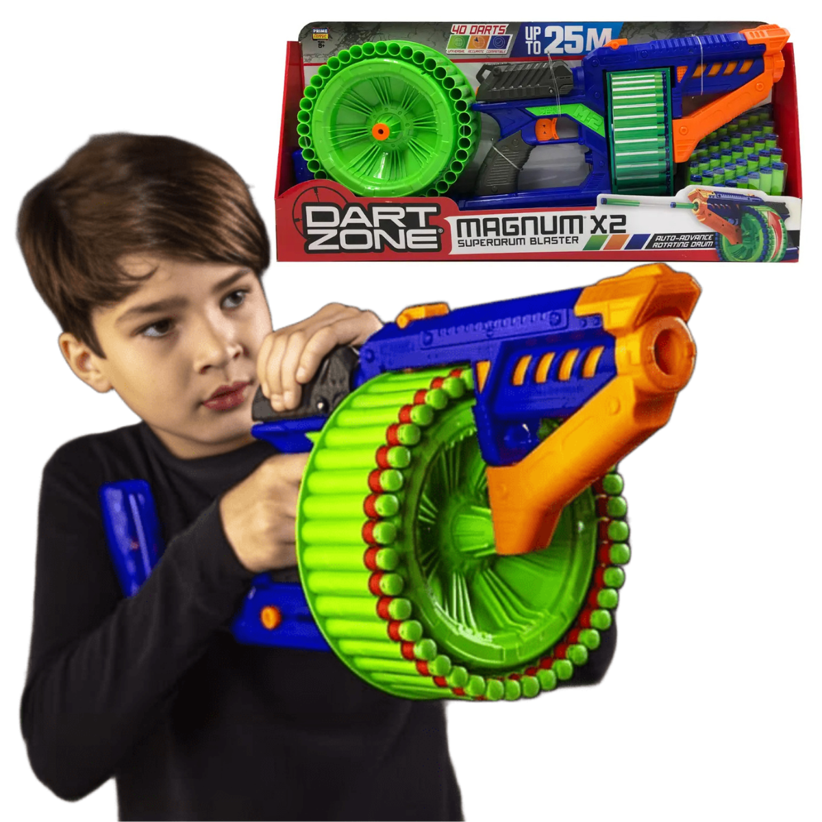 JUGUETE LANZADOR DE DARDOS  DART ZONE SUPER TAMBOR GIRATORIO - 1