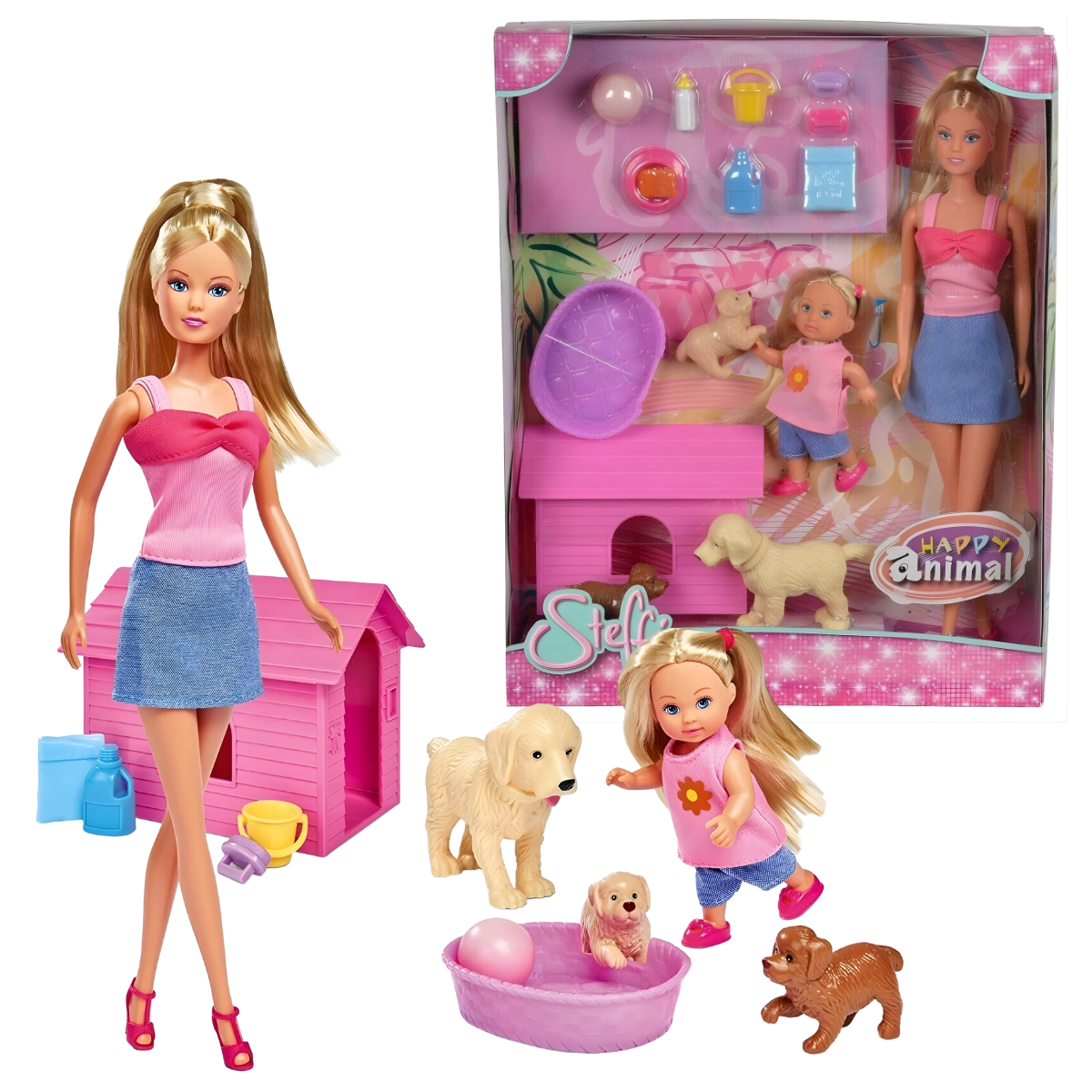 MUÑECA STEFFI LOVE ANIMAL FELIZ CON PERRO Y ACCESORIOS - 1