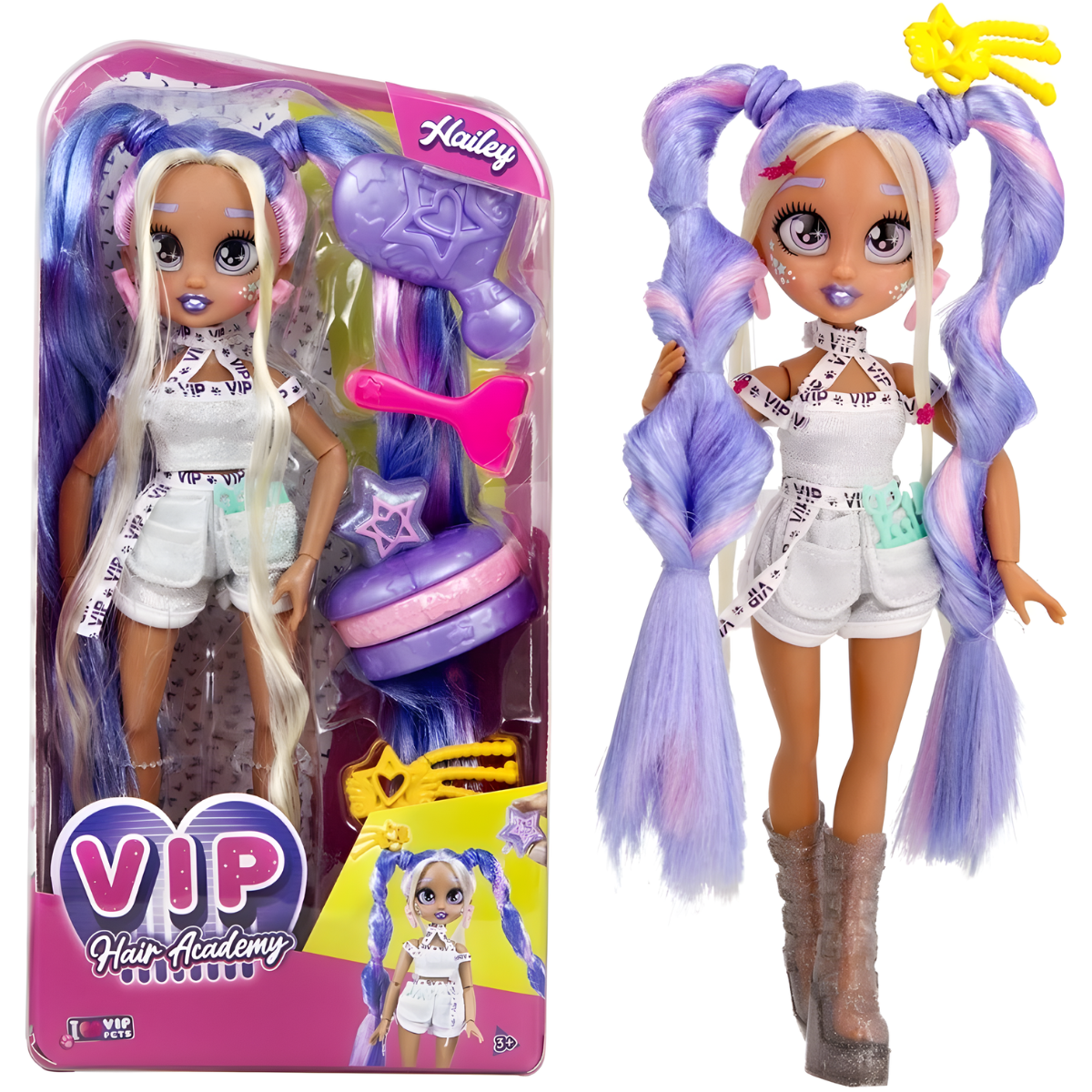 MUÑECA VIP PETS ESCUELA DE PEINADOS HAILEY + ACCESORIOS - 1