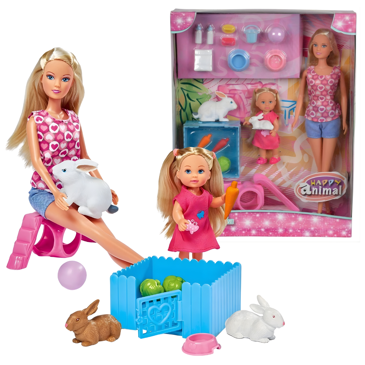 MUÑECA STEFFI LOVE ANIMAL FELIZ CON CONEJO Y ACCESORIOS - 1