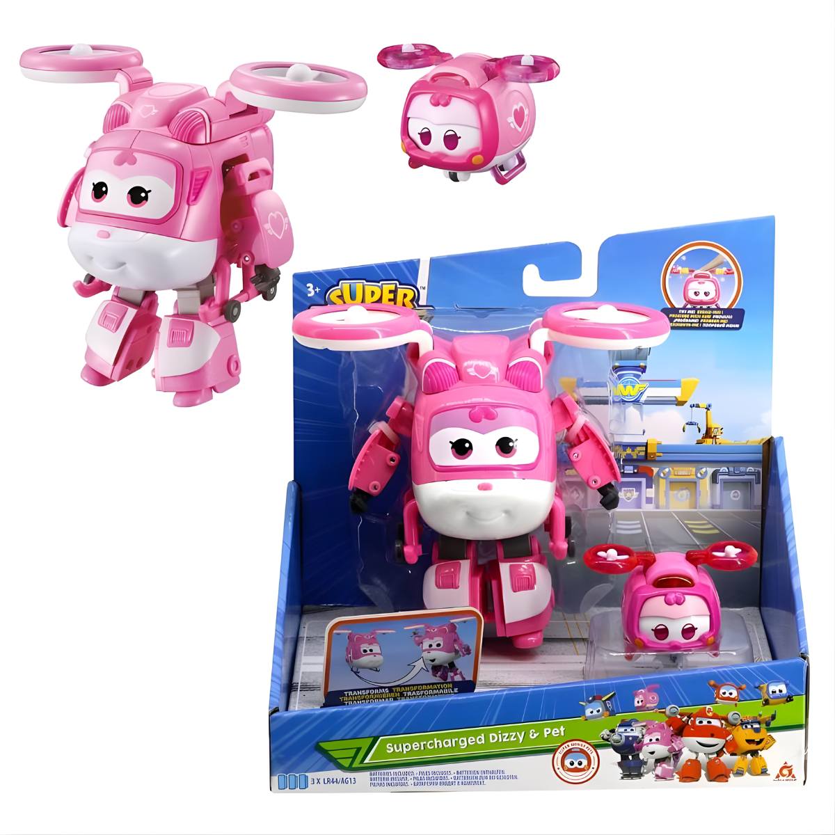 FIGURA DE ACCIÓN SUPER WINGS TRANSFORMABLE DIZZY AVIÓN + MASCOTA - 1