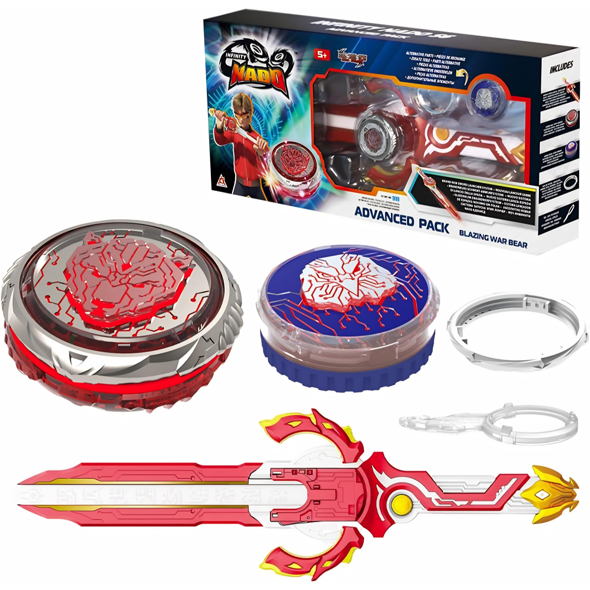 JUGUETE TROMPO INFINITY NADO BLAZING WAR BEAR + LANZADOR ESPADA Y LUCES LED - 1